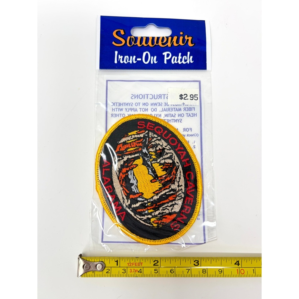 Vintage Sequoyah Caverns Alabama Souvenir Iron On Patch New Old Stock Fairway Co
